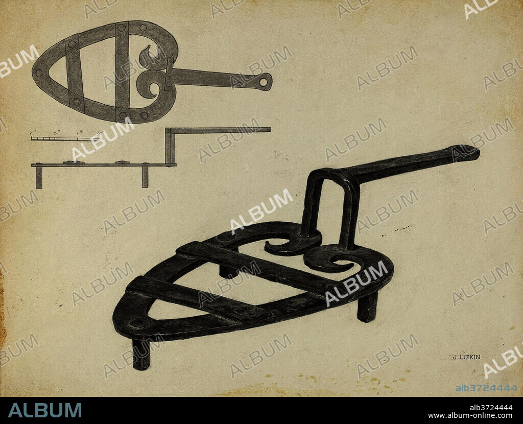 JACOB LIPKIN. Flat Iron Holder. Dated: c. 1939. Dimensions: overall: 22.2 x 29.1 cm (8 3/4 x 11 7/16 in.). Medium: graphite on paperboard.
