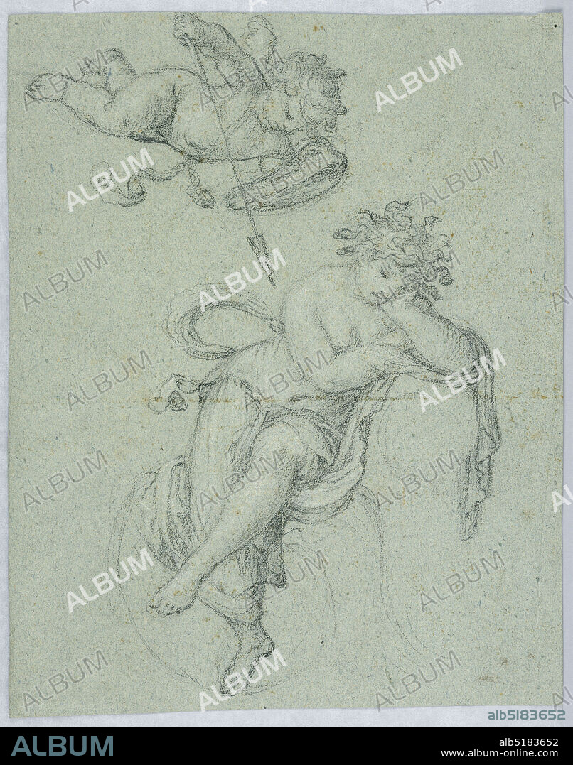 Page of a sketchbook; Elevation of wall and Judith, Jan van der Straet, called Stradanus, Flemish, 15231605, Pen and brown ink, brown wash (verso) on paper, Vertical rectangle. Verso: Elevation of wall or gateway, shown in two bays. Arched openings on lower story, with a broad frieze above surmounted, center, by a balcony or musicians gallery. Recto: Eleven lines of handwriting, and Judith with head of Holfernes., Italy, ca. 1590, classicism, Drawing, Drawing.