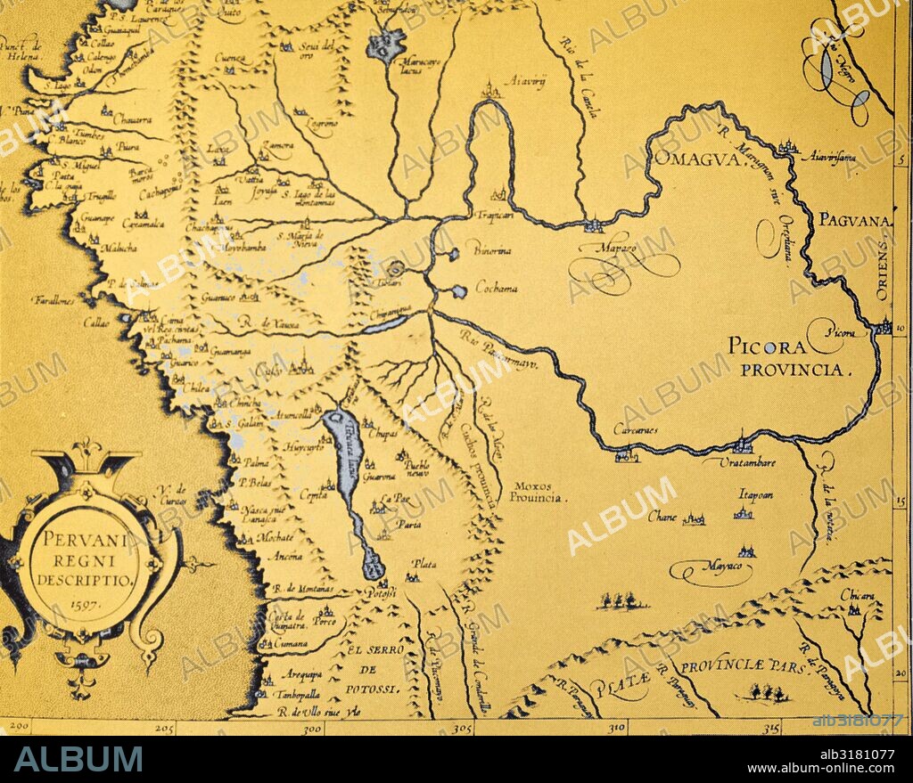 1572 map of the Spanish The Viceroyalty of Peru.