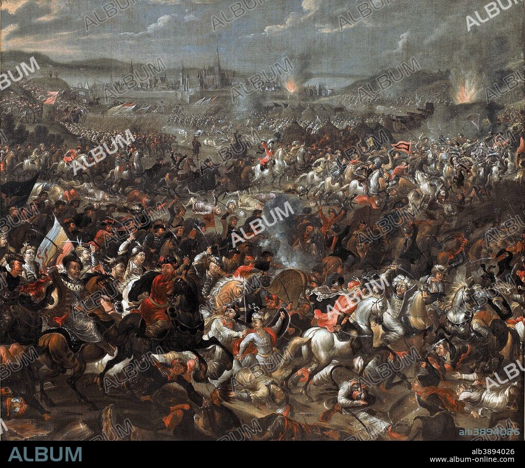PAUWEL CASTEELS. Bitwa pod Wiedniem Battle of Vienna. Date/Period: 1683 - 1685. Painting. Oil on canvas. Height: 1,560 mm (61.41 in); Width: 1,840 mm (72.44 in).