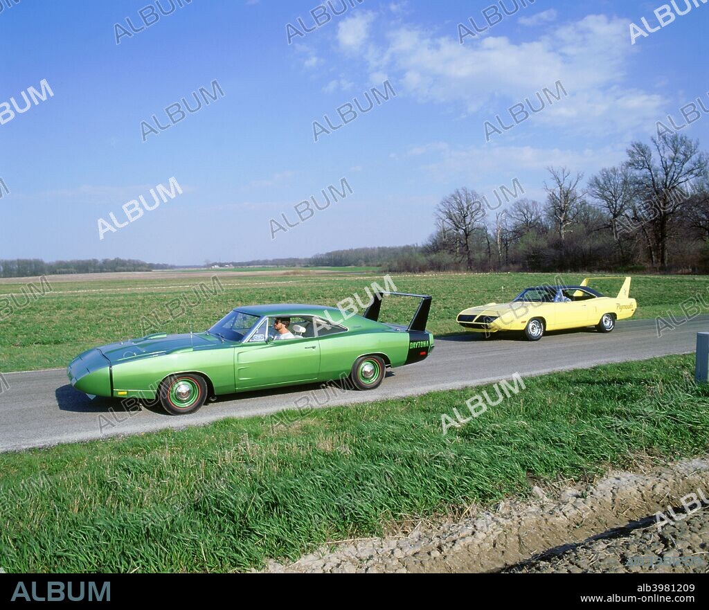 1970 Plymouth Superbird with 1968 Dodge Daytona.