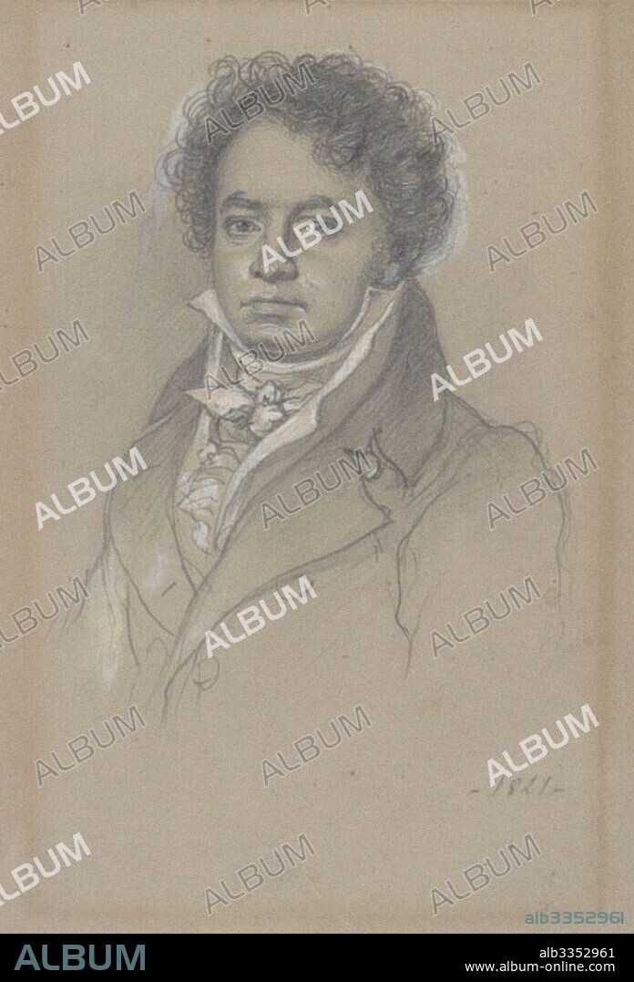 LOUIS RENÉ LETRONNE. Portrait of Ludwig van Beethoven (1770-1827).