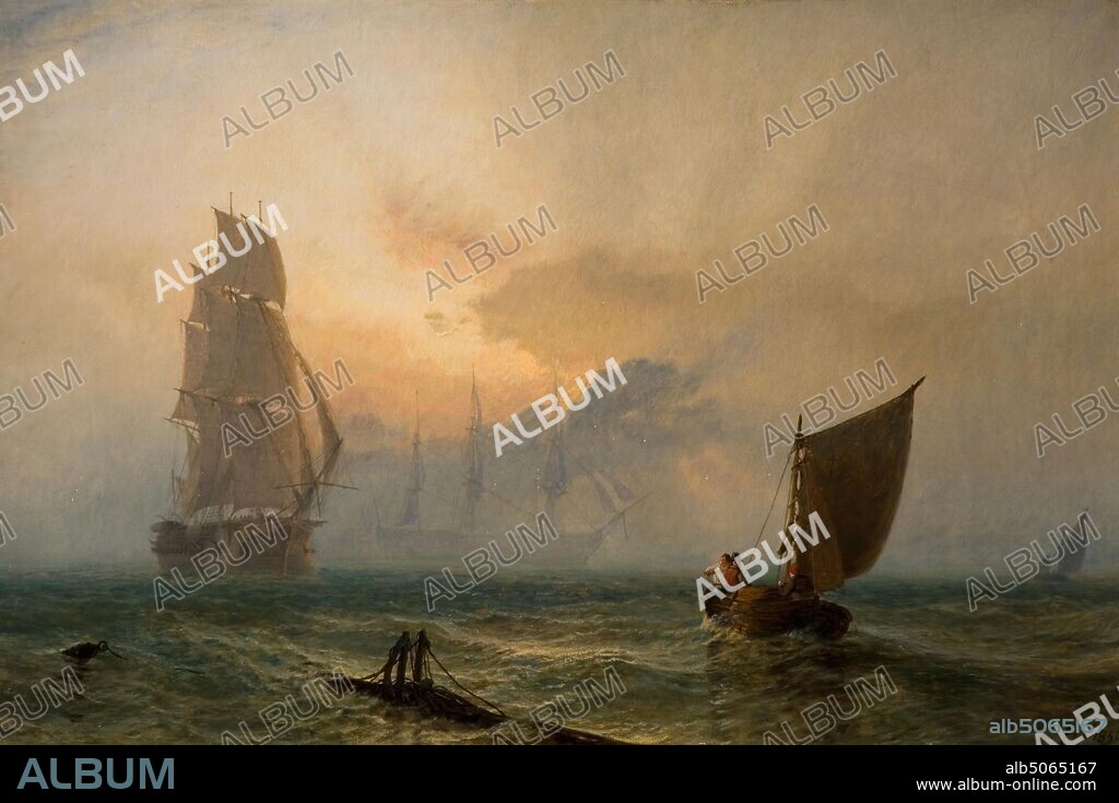 The Wooden Walls of England, 1856 By Henry Dawson, Boat, Oil Painting, Sea, Seascape, Ship, Armed Forces, Navy, Nautical, Maritime.