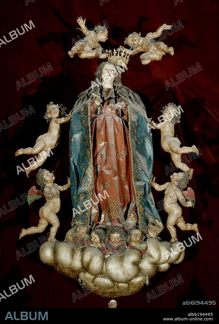 GREGORIO FERNANDEZ. LA ASUNCION (ESCULTURA)- S XVII ESCULTURA BARROCA-MADERA POLICROMADA.
