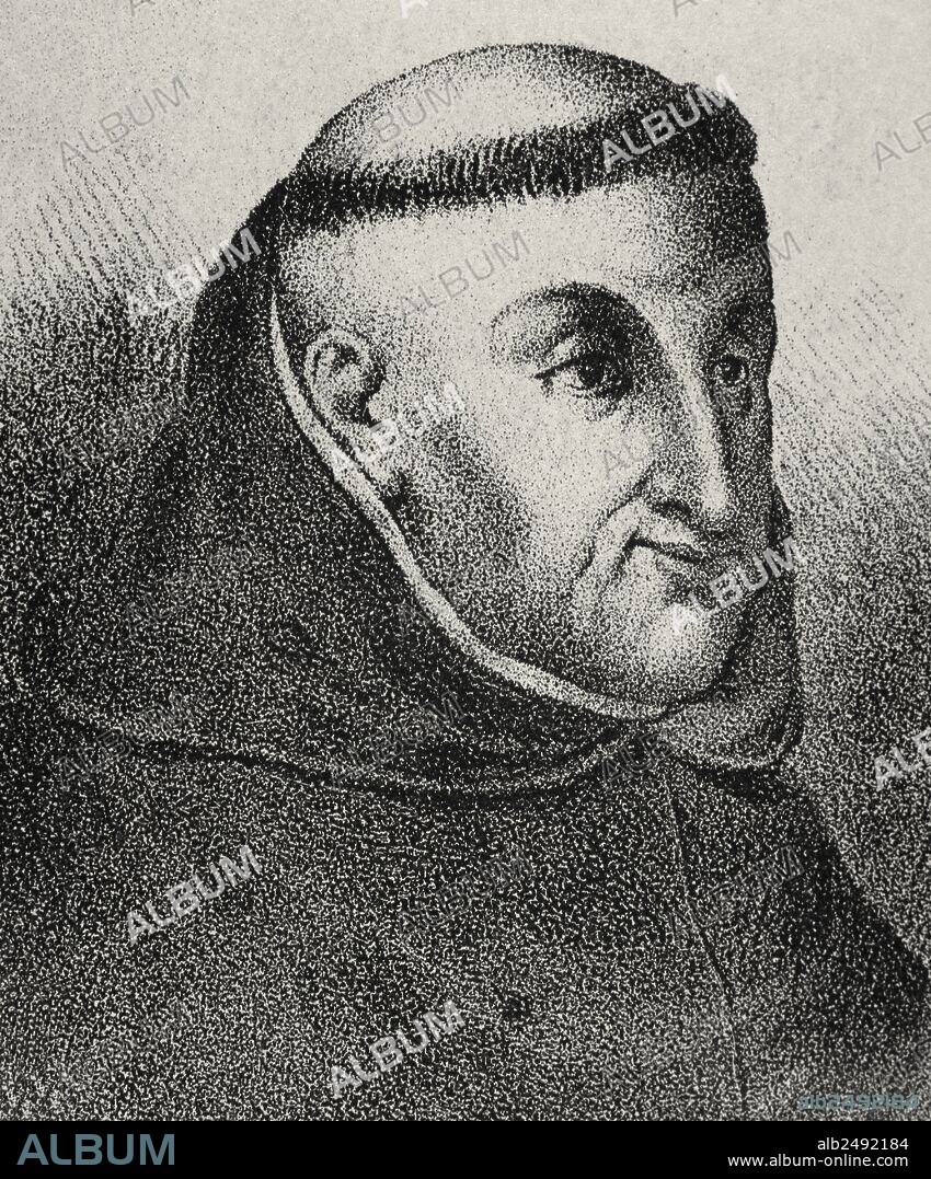 GRANADA, Luis de Sarria, llamado FRAY LUIS DE GRANADA (Granada, 1504-Lisboa, 1588). Escritor ascético español, que basó sus teorías en fuentes platónicas y escolásticas, especialmente Santo Tomás. Escribió en latín, castellano y portugués y fué discípulo de Melchor Cano y Bartolomé de Carranza. Grabado del siglo XIX.
