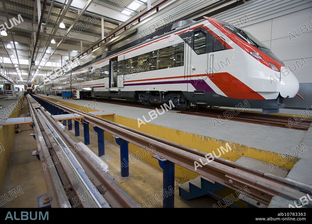 CAF train assembly lines. Beasain, Guipuzcoa, Euskadi, Spain.