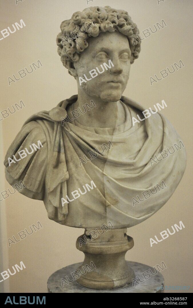 Marcus Aurelius (121-180 AD). Emperor of Rome from 161 to 180.  Antonine Dynasty. Marcus Aurelius as a youth. AD. 147-151.   National Archaeological Museum. Naples. Italy.
