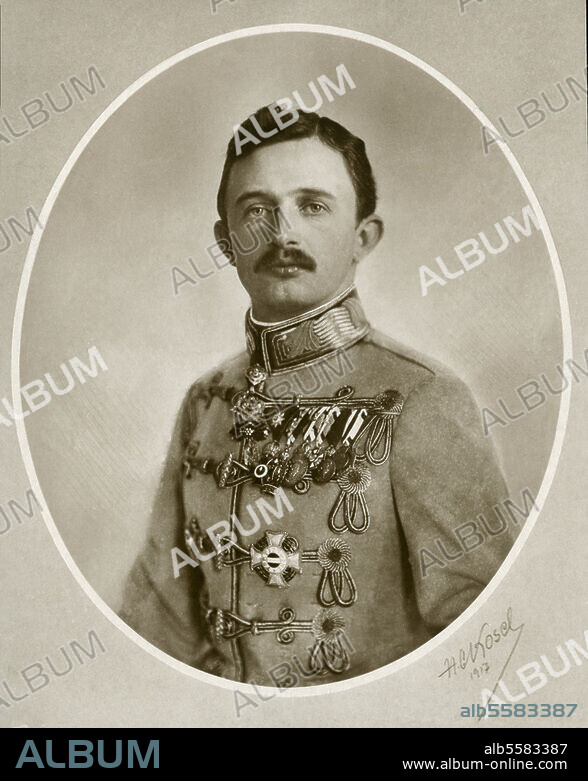 Karl I., Kaiser von Österreich (1916-1918), als König von Ungarn Karl IV., Sohn von Erzherzog Otto und Prinzessin Maria Josefa von Sachsen; Persenburg. 17.8.1887 - Madeira 1.4.1922. Porträtaufnahme, 1917 (H.C.Kosel).