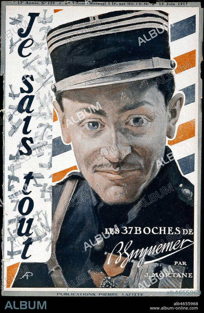 'Les 37 boches' de Georges GUYNEMER (1894-1917) par J. MORTANE, en couverture de Je sais tout, 1917. Credit : Collection KHARBINE-TAPABOR.