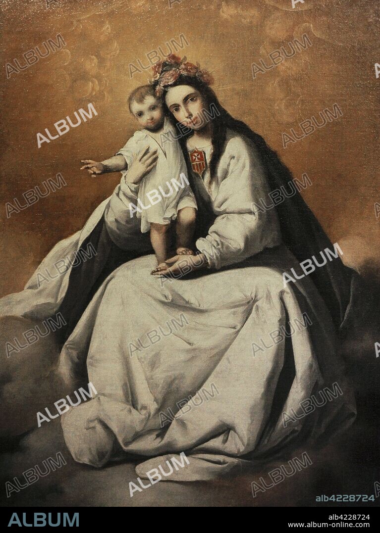 Francisco de Zurbarán (1598-1664). Pintor español. La Virgen de la Merced, segundo tercio del siglo XVII. Oleo sobre lienzo. Museo Lázaro Galdiano. Madrid. España.