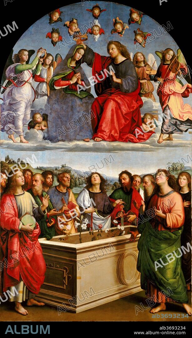 RAPHAEL (RAFFAELLO SANZIO DA URBINO). The Coronation of the Virgin (Oddi Altarpiece).
