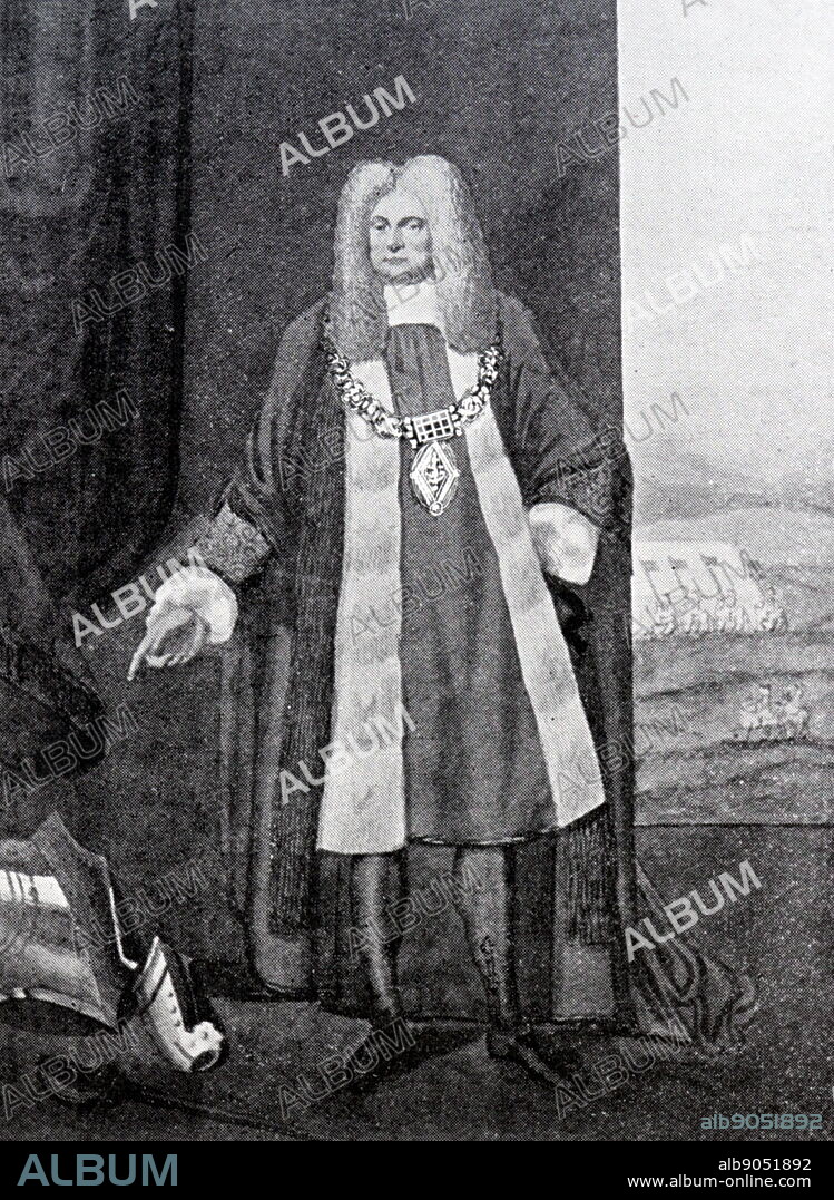 Sir William Pritchard (1632-1705) was an English merchant and politician, Lord Mayor of London in 1682. From a water colour painting.