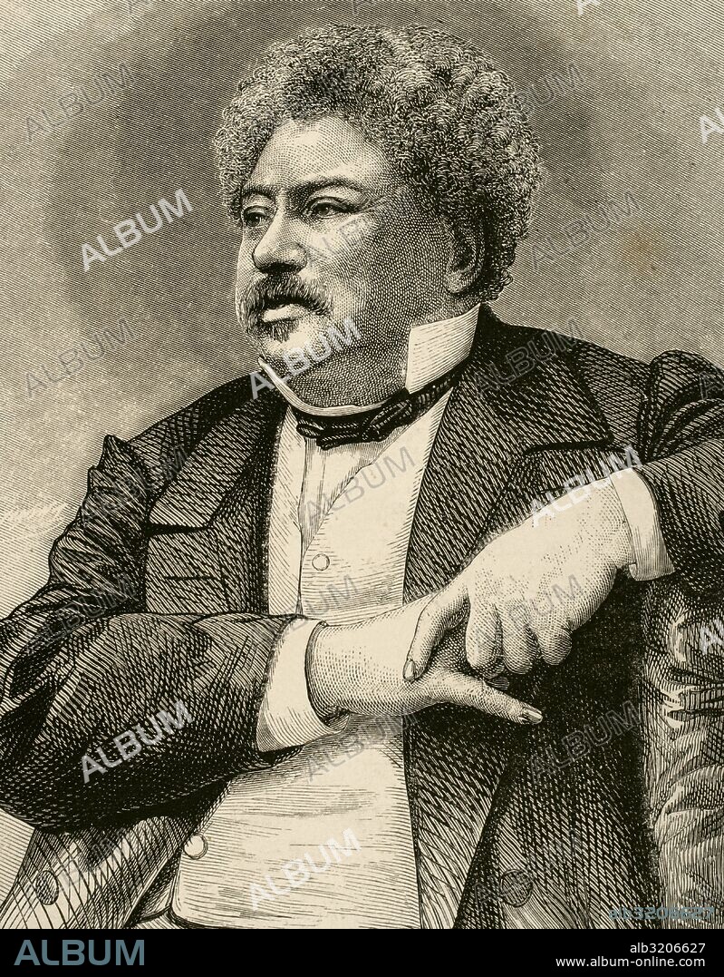 Alexandre Dumas (1802-1870). French writer. Romanticism and Historical fiction literary movement. Portrait. Engraving. "La Ilustracio_n Espan_ola y Americana", 1870.