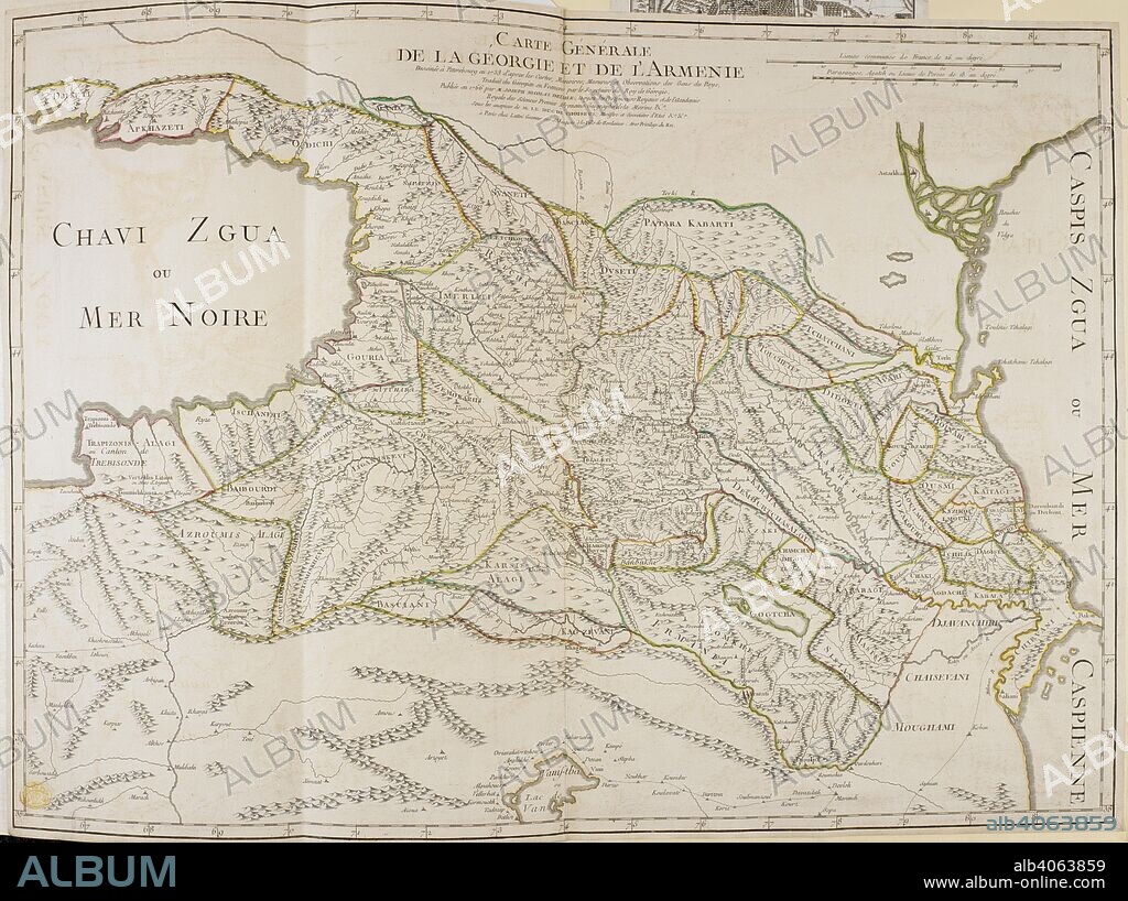 A map of Georgia and Armenia                         . Carte GeÌneÌrale de la Georgie et de l'ArmeÌnie. 1766. Source: Maps K.Top.114.58. Language: French.