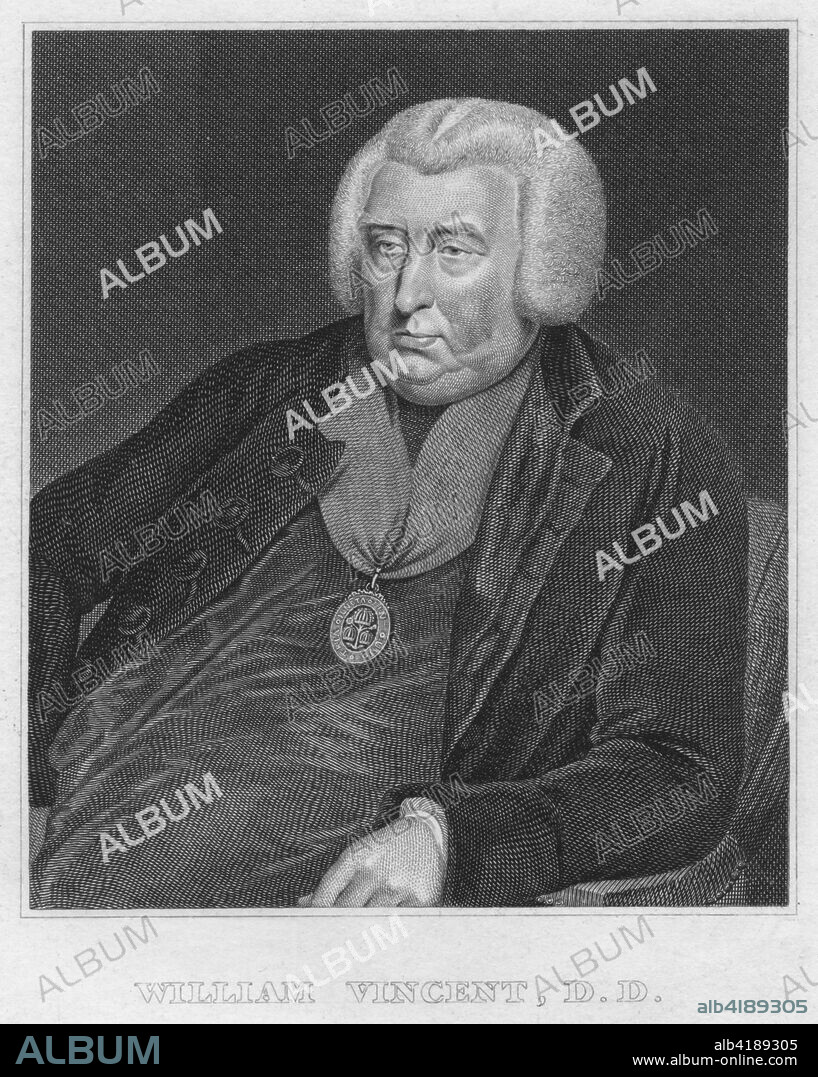 'William Vincent, D.D.', 1822. Portrait of British priest William Vincent (1739-1815) who was Dean of Westminster and Headmaster of Westminster School. [G.P. Harding, London].