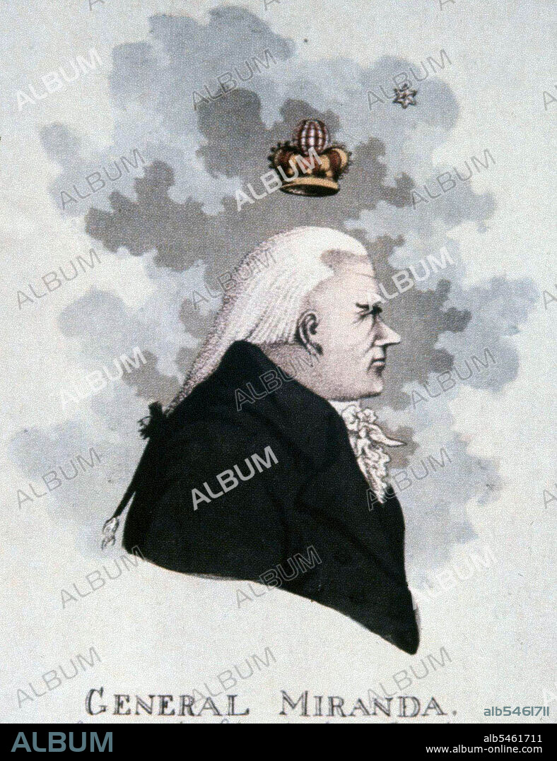 FRANCISCO MIRANDA. GENERAL VENEZOLANO . 1750 - 1816. GRABADO DE LA BIBLIOTECA NACIONAL 1806 . MADRID.
