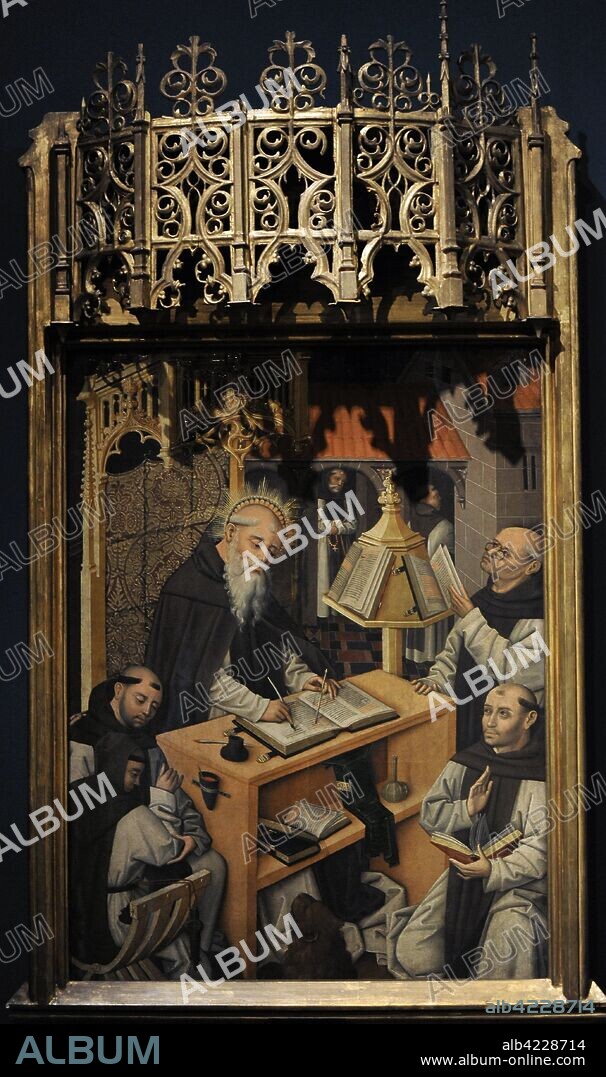 Maestro del Parral (activo 1480-1500). San Jerónimo en el scriptorium. Escuela castellana, hacia 1480-1490. Oleo sobre tabla. Museo Lázaro Galdiano. Madrid. España.