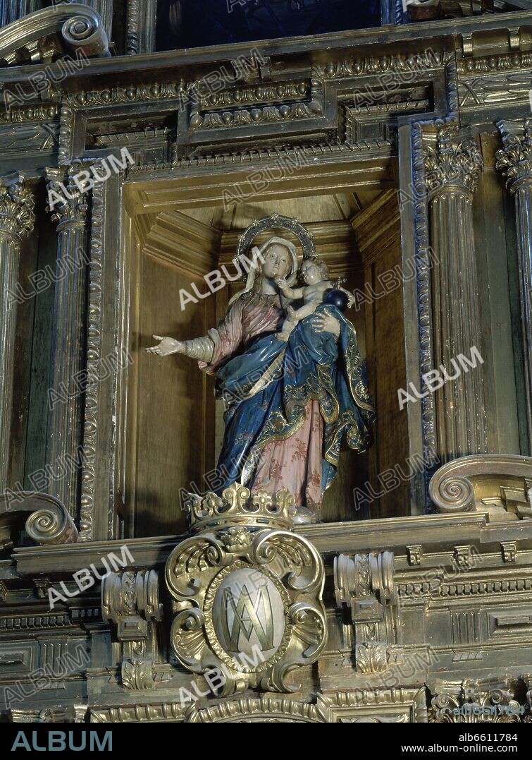 JOSE ESTEVE BONET (1741-1802). VIRGEN DE LA DEFENSION - DETALLE DEL RETABLO MAYOR DE LA IGLESIA DE LA CARTUJA DE JEREZ DE LA FRONTERA - 1794.