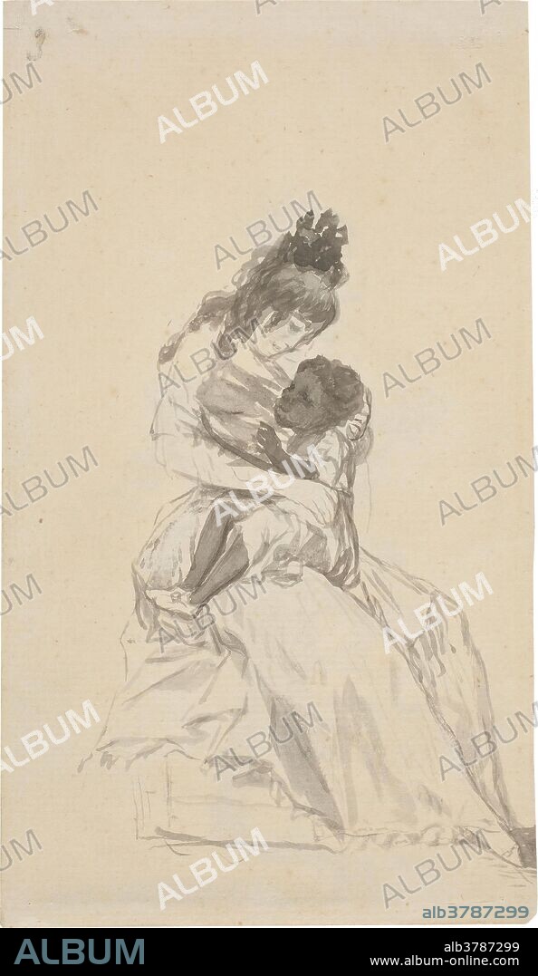 Francisco de Goya y Lucientes / 'The Duchess of Alba with María de la Luz on her arms. Album A, f'. 1794 - 1795. Wash, Indian ink on laid paper.