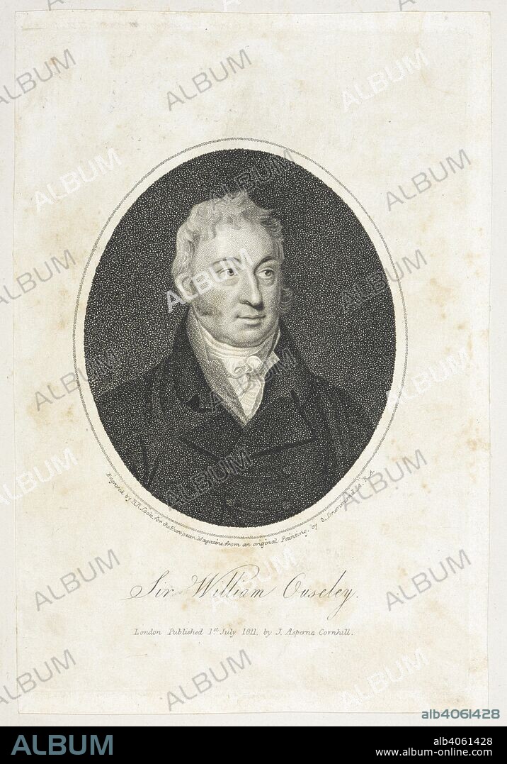 HENRY R. COOK. Portrait of Sir William Ouseley  (1767 â€“ September, 1842), a British orientalist. Portrait of Sir William Ouseley. Published in London, 1811. Stipple engraving by H.R. Cook after S. Drummond. Source: P1484.