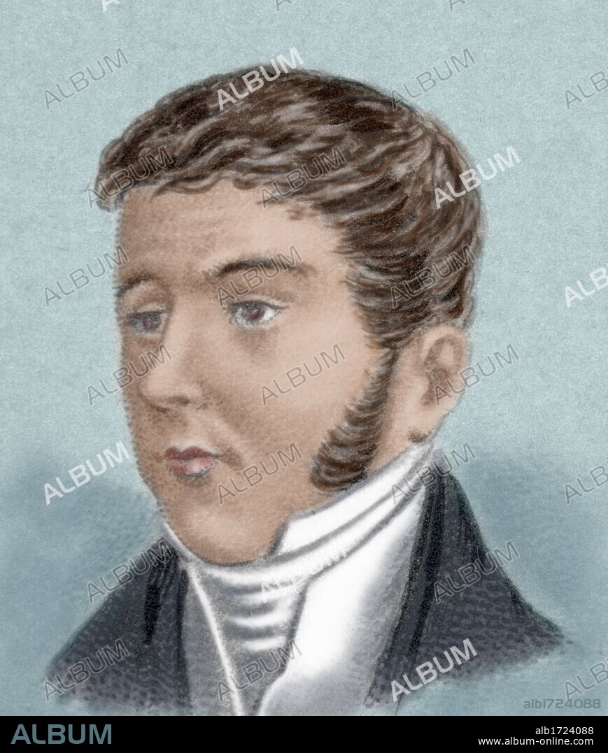 VELEZ, Pedro (1787-1848). Político, abogado y doctor en leyes mexicano. Se desempeñó brevemente como Presidente de México en 1829. Grabado coloreado.