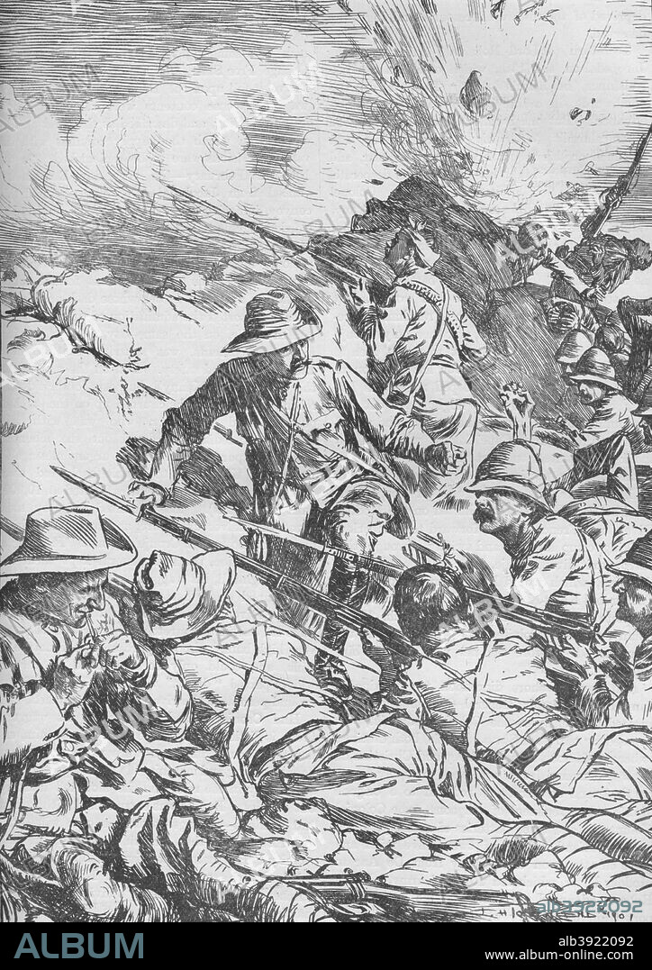 The Battle of Spion Kop, Boer War, South Africa, 1900 (1906). From Cassell's History of England, Vol. IX, [Cassell and Company, Limited, London, Paris, New York & Melbourne, 1906].
