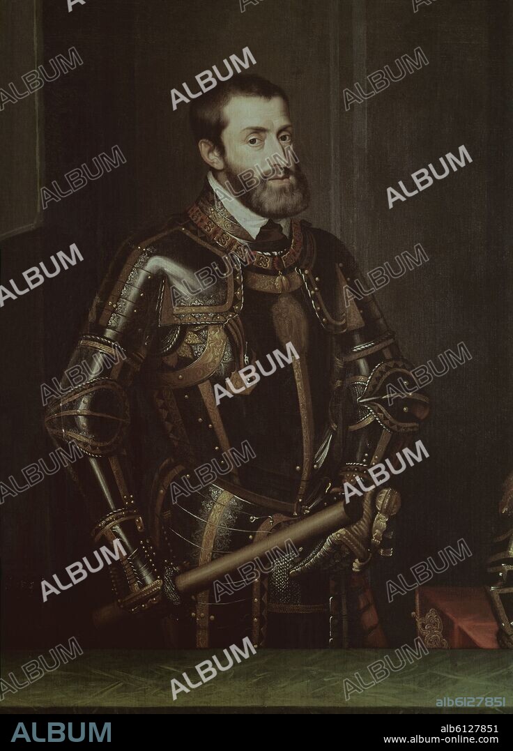 JUAN PANTOJA DE LA CRUZ. RETRATO DEL EMPERADOR CARLOS V - SIGLO XVI - RENACIMIENTO ESPAÑOL.