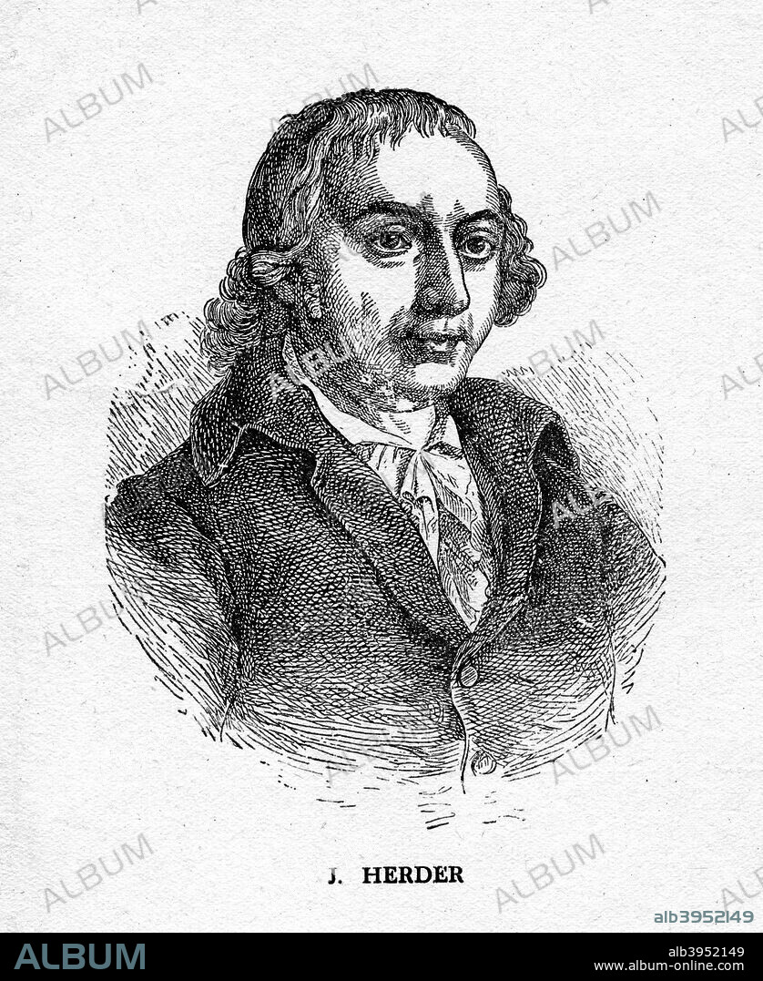 Johann Gottfried von Herder, German poet, critic, theologian, and philosopher, 19th century. Herder (1744-1803) is best known for his influence on authors such as Goethe and for the role he played in the development of the larger cultural movement known as romanticism.
