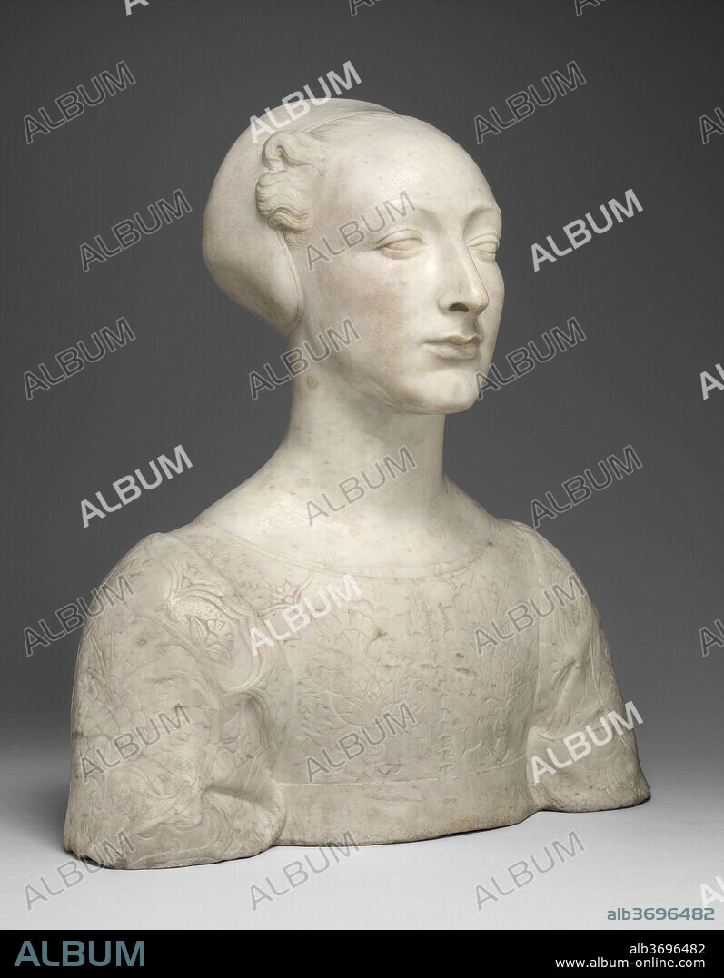 CIRCLE OF ANDREA DEL VERROCCHIO. A Lady. Dated: 1475/1485. Dimensions: overall: 53 x 48.8 x 19.9 cm (20 7/8 x 19 3/16 x 7 13/16 in.). Medium: marble.