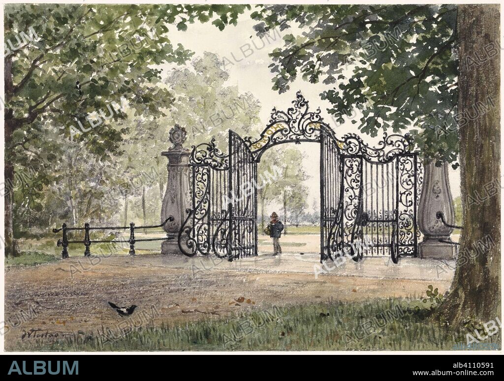 The monumental fence of Vreedenhoff in Nieuwersluis aan de Vecht. Draughtsman: Willem de Famars Testas. Dating: Jul-1886. Measurements: h 176 mm × w 252 mm.