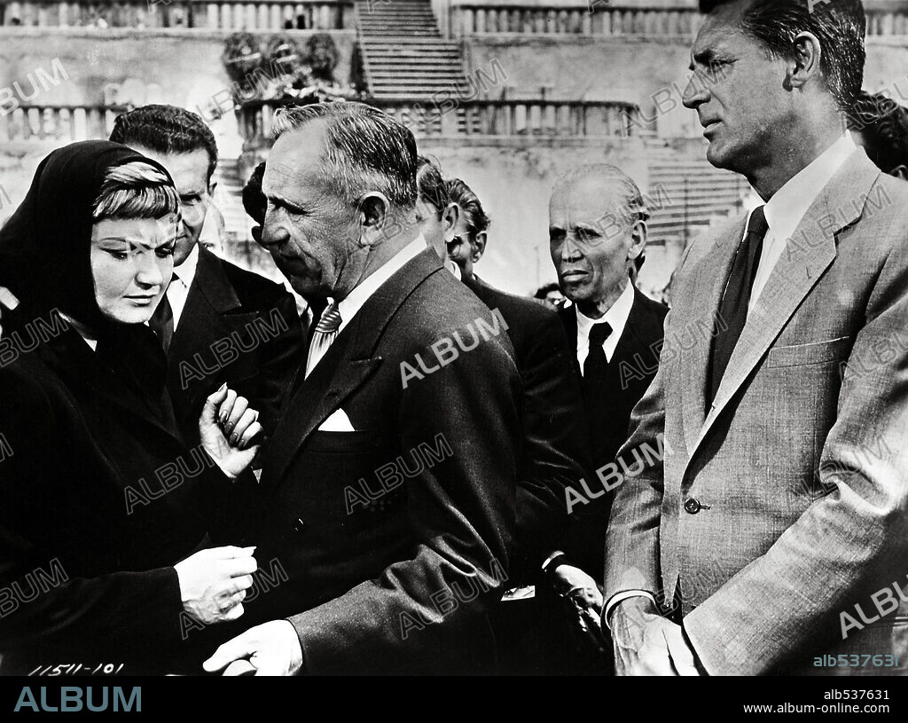 BRIGITTE AUBER, CARY GRANT and CHARLES VANEL in TO CATCH A THIEF, 1955, directed by ALFRED HITCHCOCK. Copyright PARAMOUNT PICTURES.