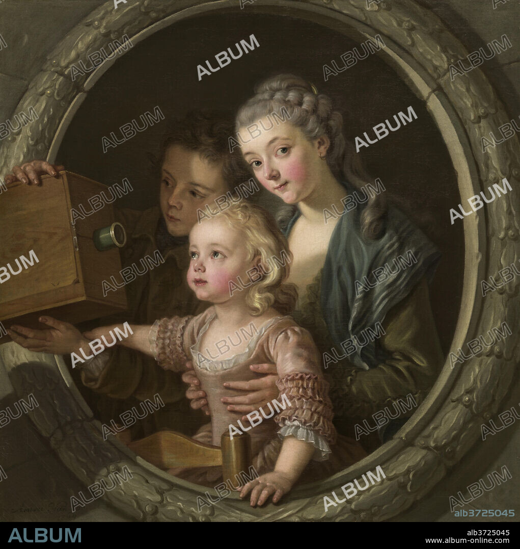 CHARLES AMÉDÉE PHILIPPE VAN LOO. The Camera Obscura. Dated: 1764. Dimensions: overall: 88.6 x 88.5 cm (34 7/8 x 34 13/16 in.)  framed: 120.7 x 114.9 x 12.7 cm (47 1/2 x 45 1/4 x 5 in.). Medium: oil on canvas.