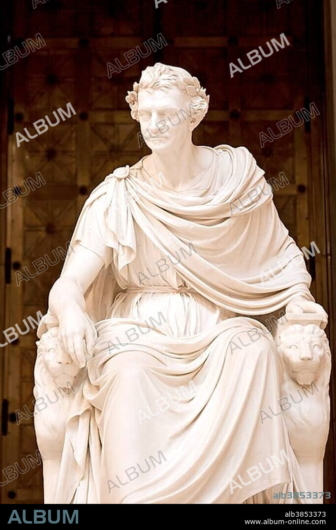 Statue of King Ludwig I of Bavaria in the Walhalla memorial, in Donaustauf, Bavaria, Germany, Europe.