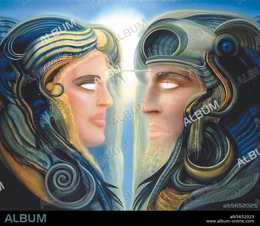 CARL-W. RÖHRIG. Röhrig, Carl-W. geb. 1953. "Ich nehme dich wahr" (I conceive your -Je te perçois), 1990. Mischtechnik auf Karton, 160 × 200 cm. WV-Nr. 9029.