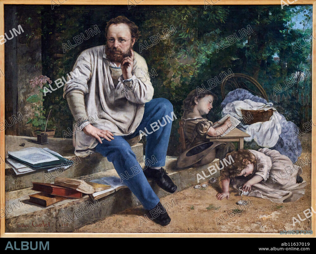 Pierre-Joseph Proudhon et ses enfants en 1853, 1865, Oil on canvas, Gustave Courbet, (Ornans, 1819 - La Tour-de-Peilz, 1877), Petit Palais, City of Paris Fine Art Museum, Musée des Beaux-Arts de la Ville de Paris, France.