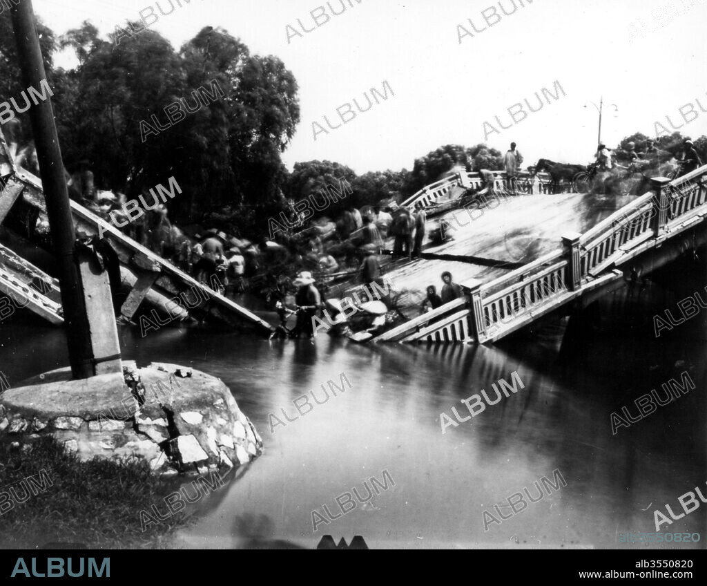 Tangshan, China, Earthquake July 28, 1976 The Chengli Bridge in Tangshan.