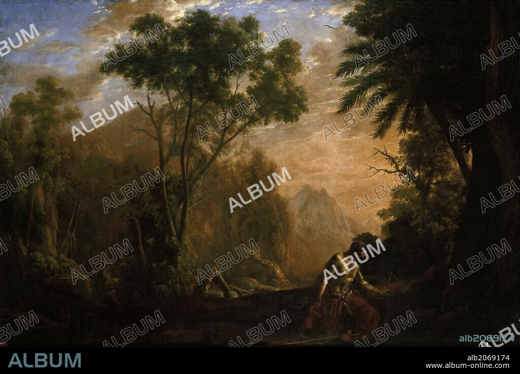 CLAUDE LORRAIN. Claudio de Lorena / 'Paisaje con San Onofre', Hacia 1635, Escuela Francesa, Óleo sobre lienzo, 158 cm x 237,1 cm, P02256.