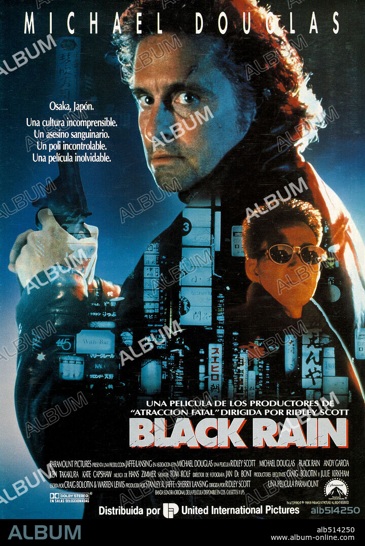 Poster de BLACK RAIN, 1989, dirigida por RIDLEY SCOTT. Copyright PARAMOUNT PICTURES.
