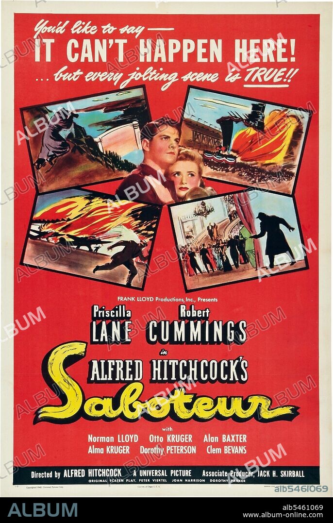 PRISCILLA LANE and ROBERT CUMMINGS in SABOTEUR, 1942, directed by ALFRED HITCHCOCK. Copyright UNIVERSAL PICTURES.