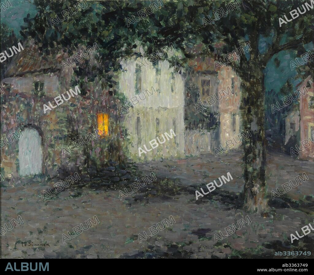 HENRI LE SIDANER. Moonlit  City Square in Cherbourg.