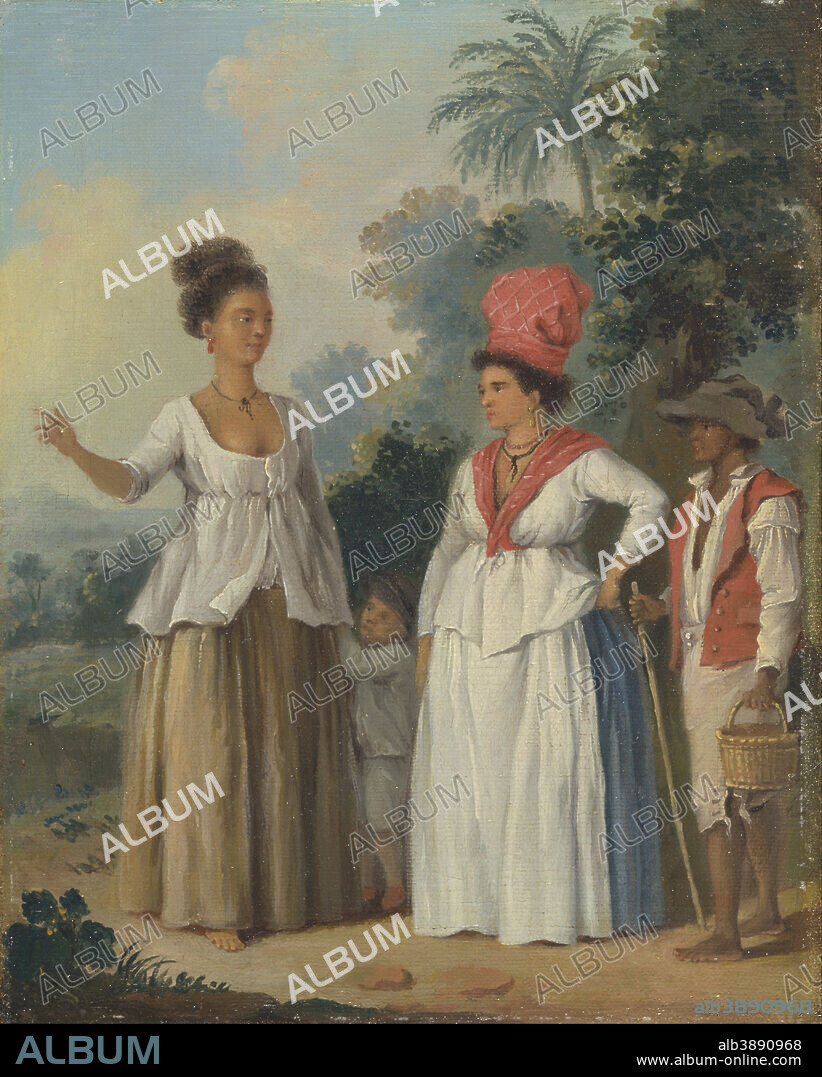 AGOSTINO BRUNIAS. West Indian Women of Color, with a Child and Black Servant. Date/Period: Ca. 1780. Painting. Oil on canvas. Height: 311 mm (12.24 in); Width: 251 mm (9.88 in).