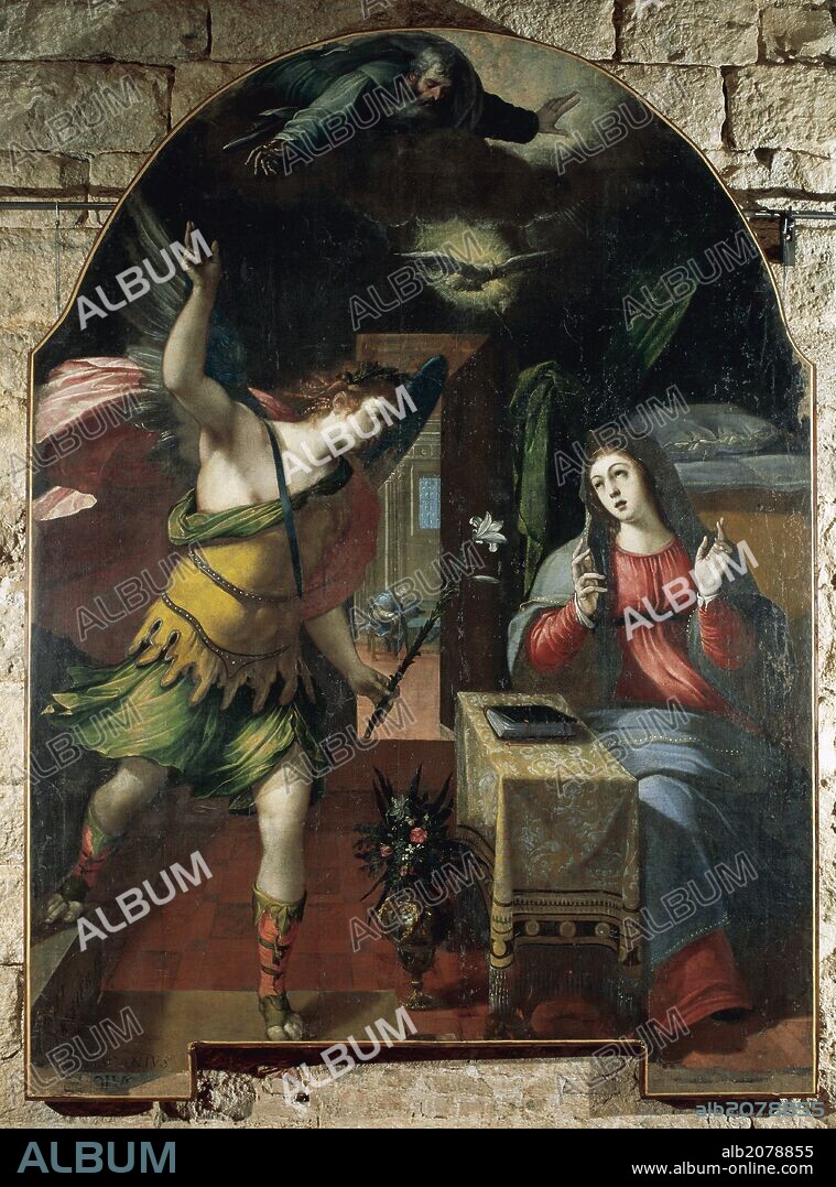 WENZEL COEBERGHER. Wenceslas Cobergher (1560-1634). Flemish painter. The Annunciation, 1590. Church of Saint Francis. Ariano Irpino. Italy.