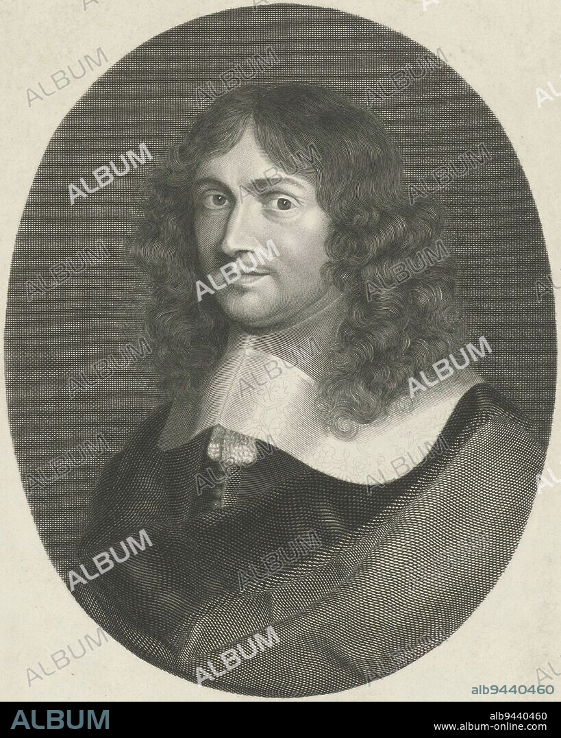 Portrait of Jean-Baptiste Colbert, Marquis of Seignelay and French politician, Portrait of Jean-Baptiste Colbert, print maker: Jan Frederik Christiaan Reckleben, (mentioned on object), after: Philippe de Champaigne, Amsterdam, 1843, paper, engraving, h 375 mm × w 256 mm.