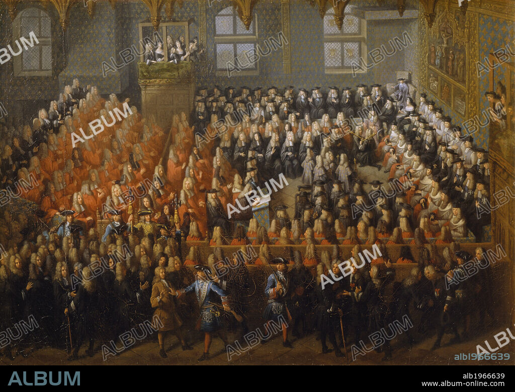 Bed of Justice (Lit de Justice) of the Parlement of Paris, 12 September, 1715, painting by Louis Michel Dumesnil (1680-after 1746). France, 18th century.