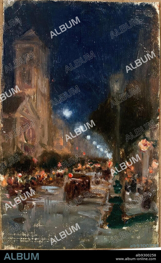 JOAQUIN SOROLLA. Joaquín Sorolla/ Boulevard de Paris. Oil on canvas. 15,20 x 10 cm, 1885.