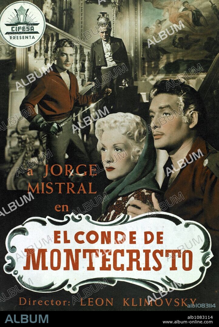 Poster de EL CONDE DE MONTECRISTO, 1954. Copyright ARGENTINA SONO FILMS.