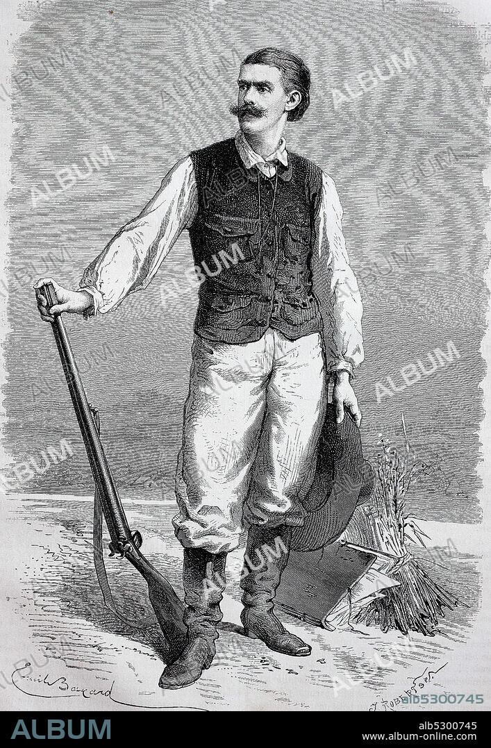 Georg August Schweinfurth, 1836 - 1925, a Baltic German botanist, doctor and ethnologist who explored East Central Africa  /  Georg August Schweinfurth, russisch-baltendeutscher Afrikaforscher, Reproduction of an original print from the 19th century, digital improved / Reproduktion einer Vorlage aus dem 19. Jahrhundert, digital verbessert.