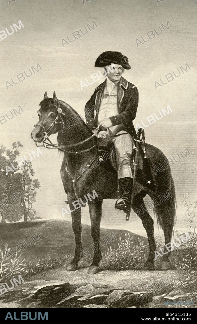 'General Israel Putnam, showing uniform of a Continental trooper', 1937. Israel Putnam (1718-1790) American army general officer, known as Old Put, who fought with distinction at the Battle of Bunker Hill (1775) during the American Revolutionary War (1775-1783). From "History of American Costume - Book One 1607-1800", by Elisabeth McClellan. [Tudor Publishing Company, New York, 1937].