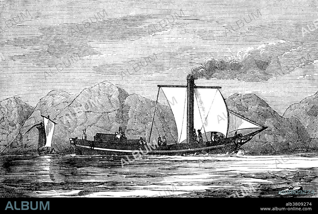 The paddle steamer PS Comet was built for Henry Bell and began a passenger service on August 15, 1812 on the River Clyde between Glasgow and Greenock, the first commercially successful steamboat service in Europe. Henry Bell (April 7, 1767 - March 14, 1830) was a Scottish engineer known for introducing the first successful passenger steamboat service in Europe. The 28 ton craft was 45 feet long and 10 feet broad. It had two paddle wheels on each side, driven by engines rated at 3 horse power. The engines were made by John Robertson, and the boiler by David Napier. The funnel was tall and thin, and a yardarm allowed it to support a sail when there was a following wind. A tiny cabin aft had wooden seats and a table. The success of this service quickly inspired competition, with services down the Firth of Clyde and the sea lochs to Largs, Rothesay, Campbeltown and Inveraray within 4 years, and the Comet was outclassed by newer steamers.