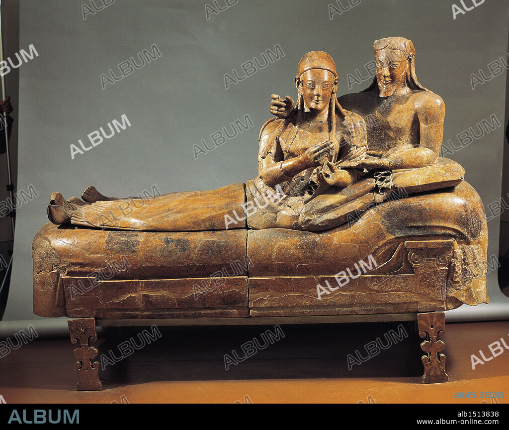 Etruscan civilization, 6th century b.C. Painted terracotta Sarcophagus of the Spouses, 520 b.C. From Cerveteri (Rome province, Italy).